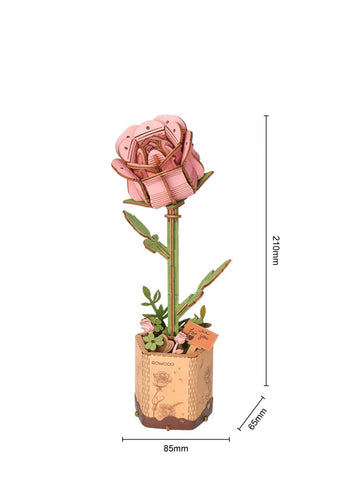 Robotime l Pinke Rose | 3D Holzpuzzle Blumenserie - Lama Welt