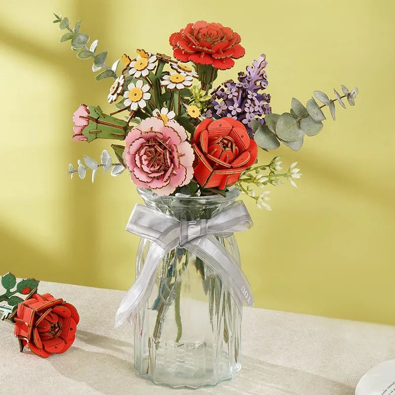 Robotime l Rote Nelke | 3D Holzpuzzle Blumenserie - Lama Welt