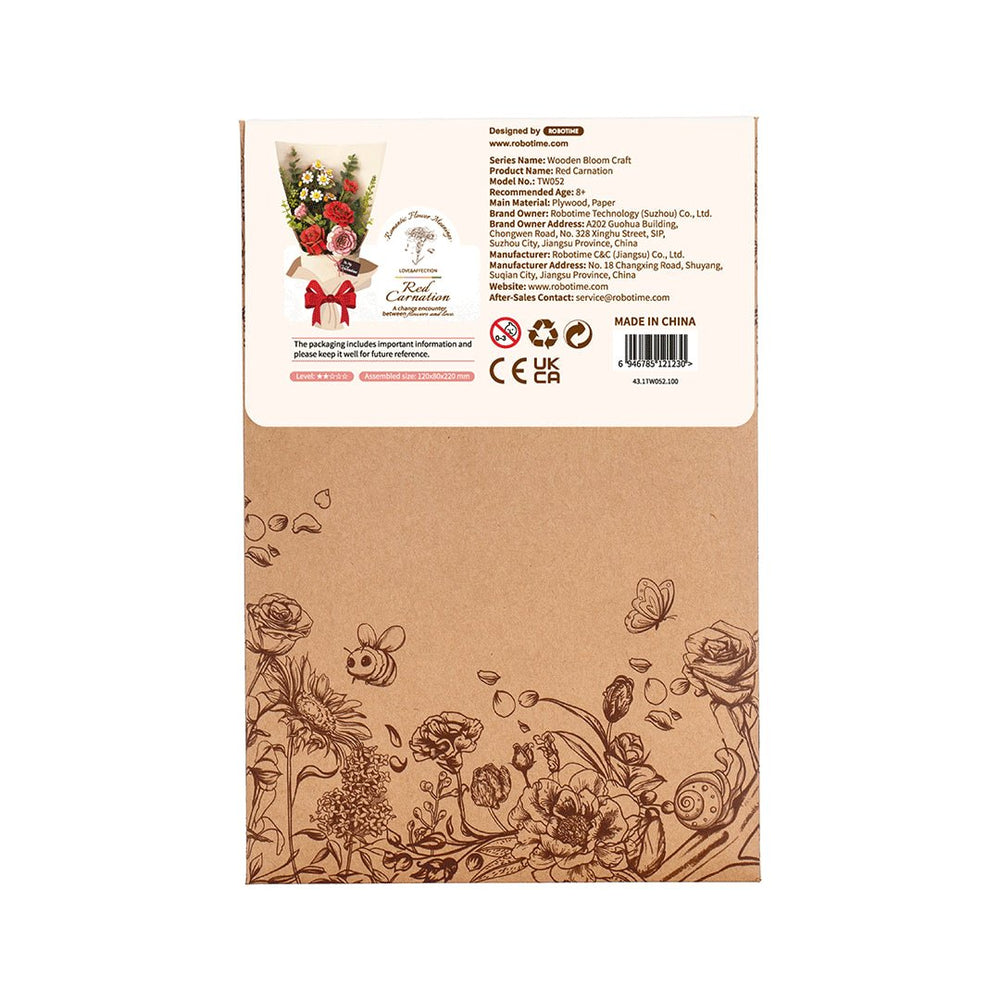 Robotime l Rote Nelke | 3D Holzpuzzle Blumenserie - Lama Welt