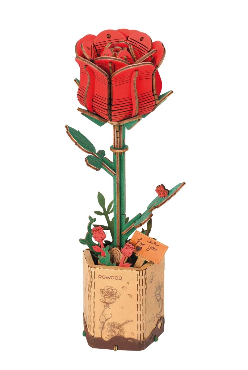 Robotime l Rote Rose | 3D Holzpuzzle Blumenserie - Lama Welt