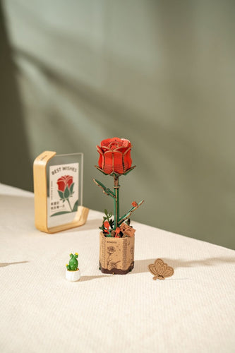 Robotime l Rote Rose | 3D Holzpuzzle Blumenserie - Lama Welt