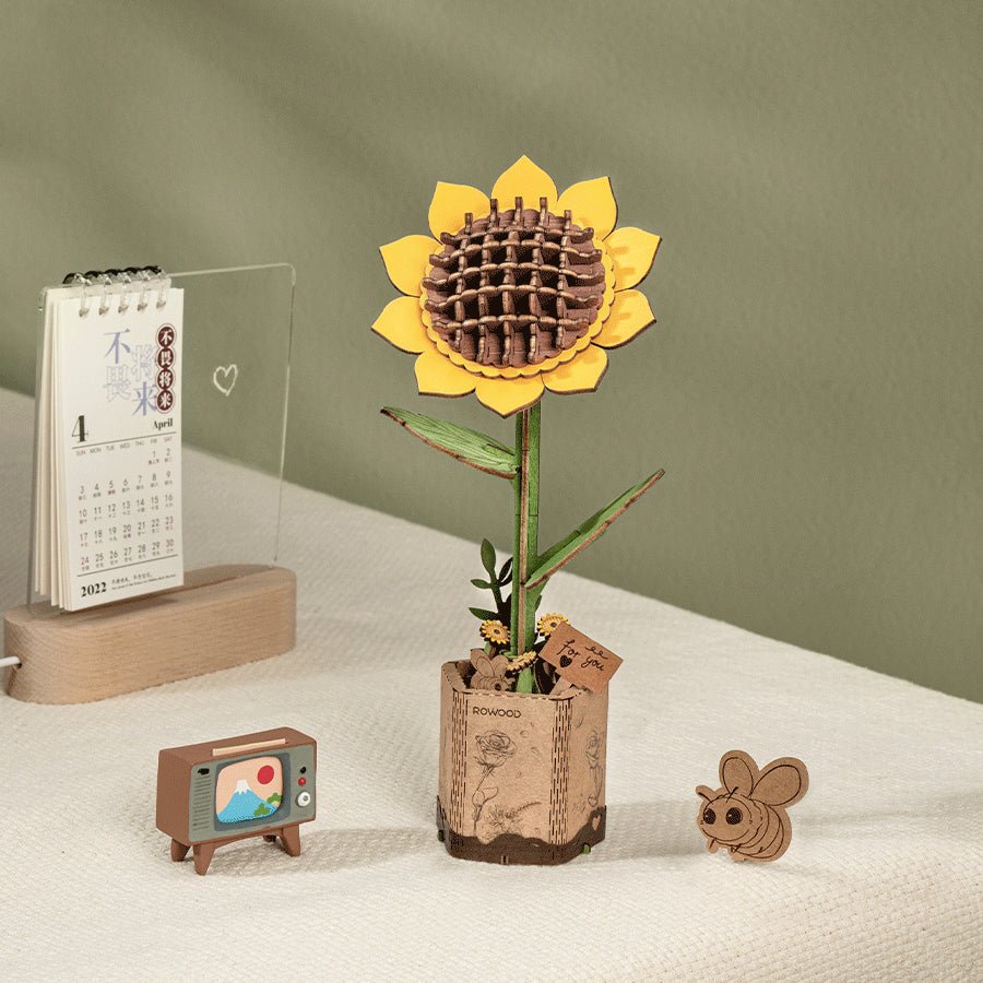 Robotime l Sonnenblume | 3D Holzpuzzle Blumenserie - Lama Welt