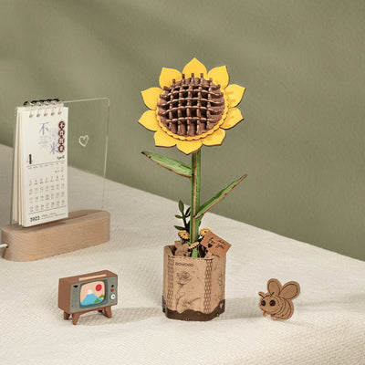 Robotime l Sonnenblume | 3D Holzpuzzle Blumenserie - Lama Welt