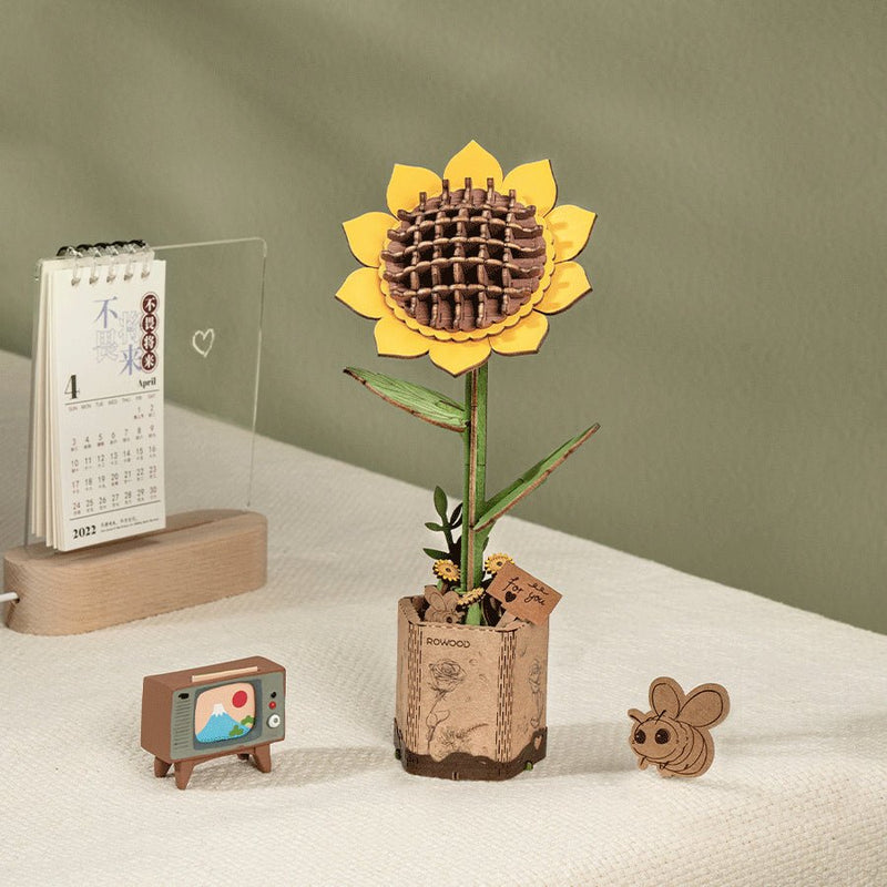 Robotime l Sonnenblume | 3D Holzpuzzle Blumenserie - Lama Welt