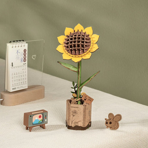 Robotime l Sonnenblume | 3D Holzpuzzle Blumenserie - Lama Welt