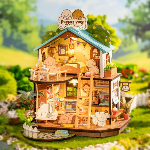 Robotime l Welpenvilla „Puppy's Cozy Villa“ | 3D Miniaturhaus - Lama Welt