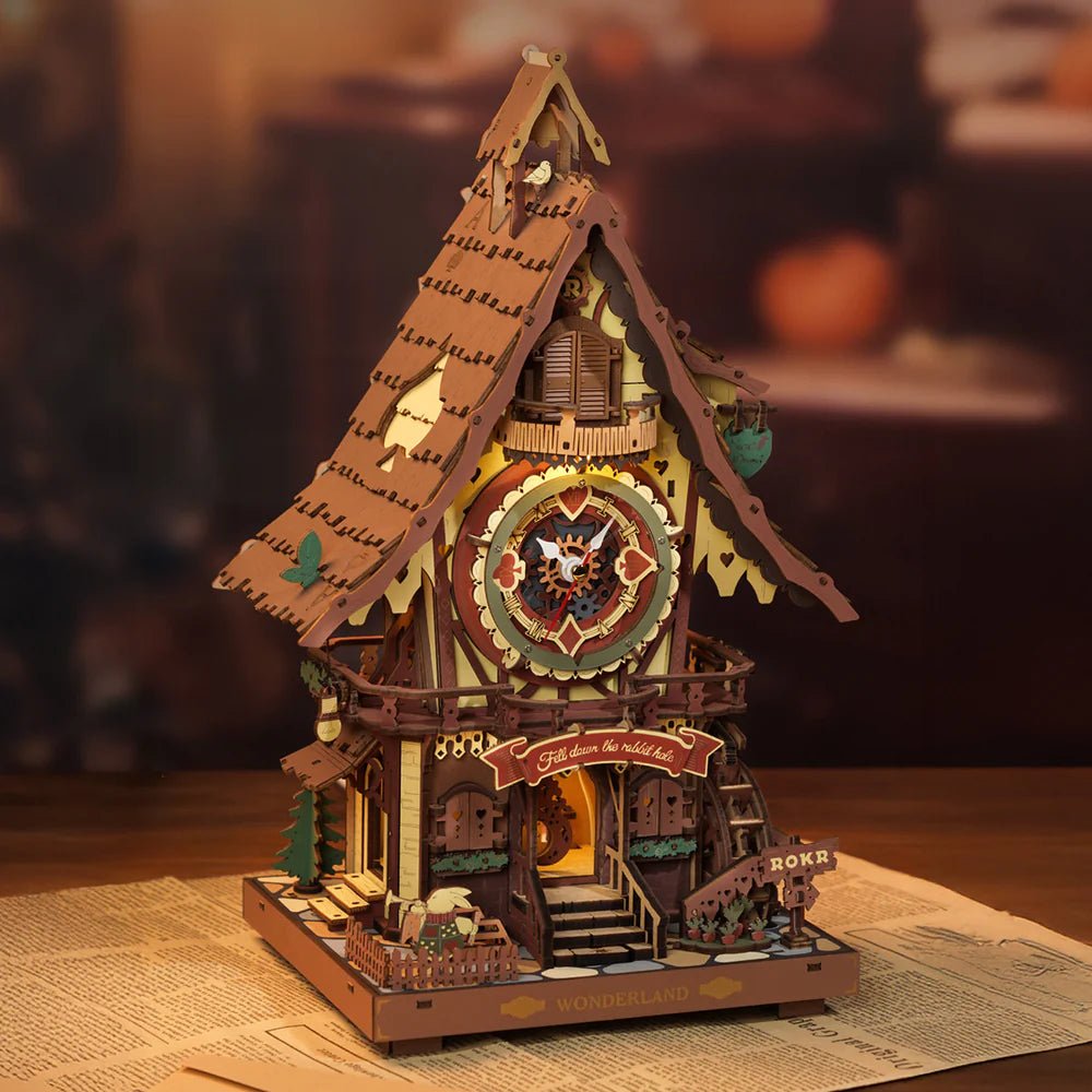 Robotime | Mechanische Kuckucksuhr „Cuckoo Clock“ | 3D Holzpuzzle - Lama Welt