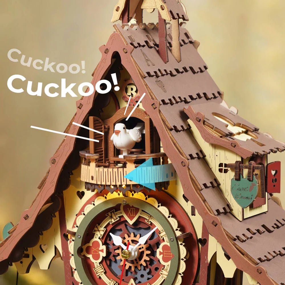 Robotime | Mechanische Kuckucksuhr „Cuckoo Clock“ | 3D Holzpuzzle - Lama Welt