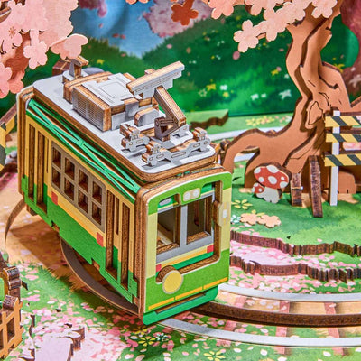 Robotime | Mechanische Musikbox „Sakura Dreamy Tour“ | 3D Holzpuzzle - Lama Welt