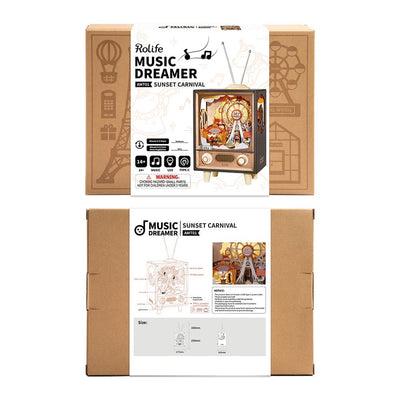 Robotime | Mechanische Musikbox „Sunset Carnival“ | 3D Holzpuzzle - Lama Welt