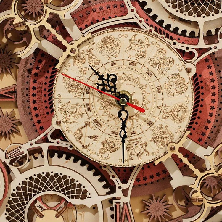 Robotime | Mechanische Wanduhr „Zodiac Wall Clock“ | 3D Holzpuzzle - Lama Welt