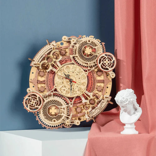 Robotime | Mechanische Wanduhr „Zodiac Wall Clock“ | 3D Holzpuzzle - Lama Welt