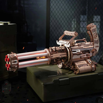 Robotime | Mechanisches Holzmaschinengewehr „Rotating Barrel Machine Gun“ | 3D Holzpuzzle - Lama Welt
