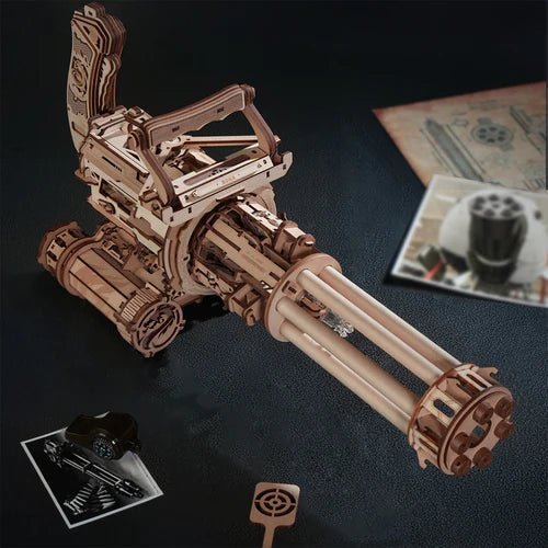 Robotime | Mechanisches Holzmaschinengewehr „Rotating Barrel Machine Gun“ | 3D Holzpuzzle - Lama Welt