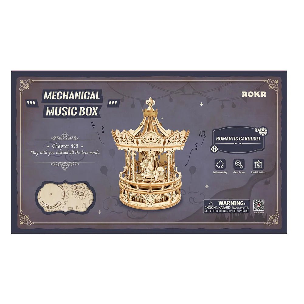 Robotime | Mechanisches Karussell „Romantic Carousel“ | 3D Holzpuzzle - Lama Welt