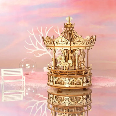 Robotime | Mechanisches Karussell „Romantic Carousel“ | 3D Holzpuzzle - Lama Welt