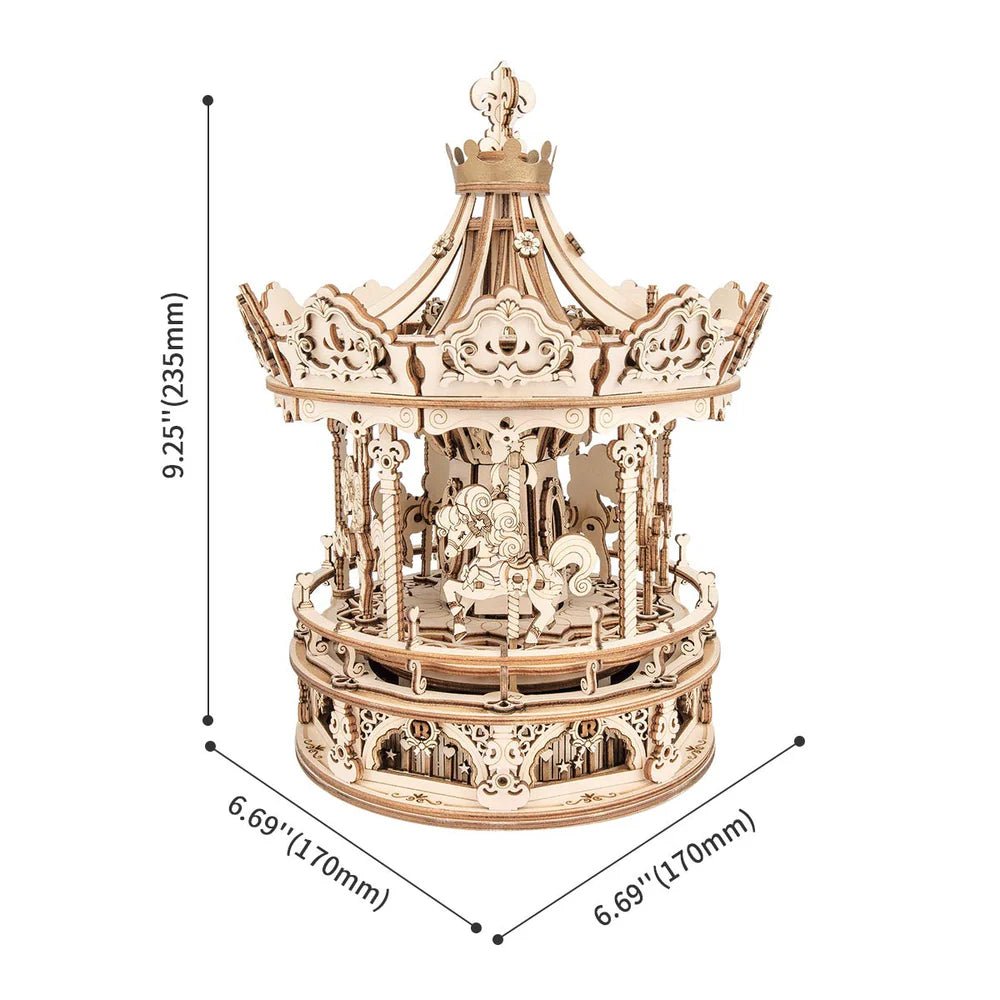 Robotime | Mechanisches Karussell „Romantic Carousel“ | 3D Holzpuzzle - Lama Welt