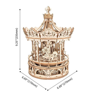 Robotime | Mechanisches Karussell „Romantic Carousel“ | 3D Holzpuzzle - Lama Welt