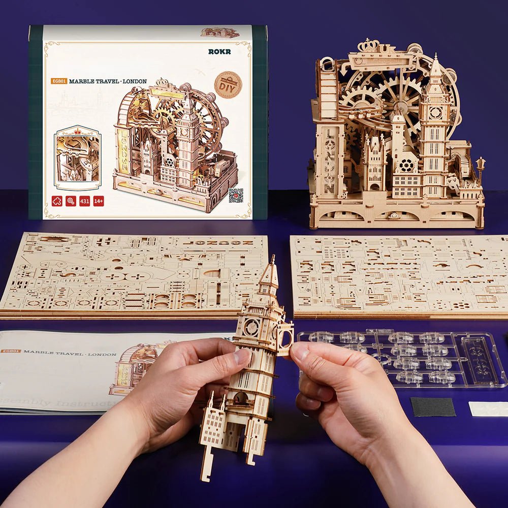 Robotime | Murmelbahn „Marble Travel London“ | 3D Holzpuzzle - Lama Welt