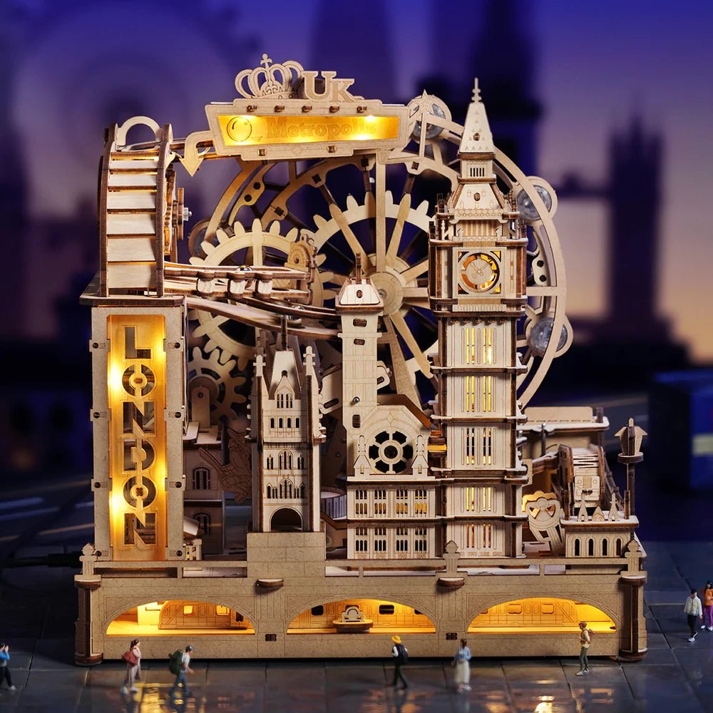 Robotime | Murmelbahn „Marble Travel London“ | 3D Holzpuzzle - Lama Welt