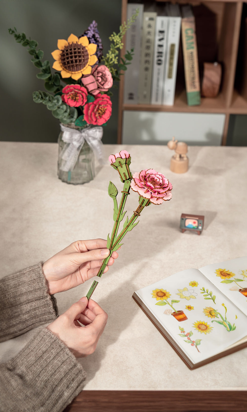 Robotime – Pinke Nelke | 3D Holzpuzzle