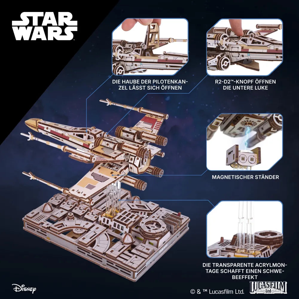 Ugears | Sternjäger „Star Wars X-Wing Starfighter™ von Luke Skywalker“ | 3D Holzpuzzle