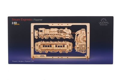 Ugears – Dampf - Express 2,5D - Puzzle Zugmodell | 3D Holzpuzzle - Lama Welt