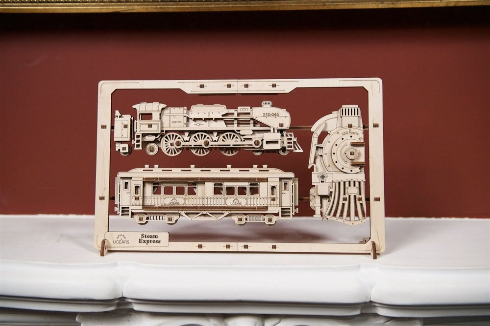Ugears – Dampf - Express 2,5D - Puzzle Zugmodell | 3D Holzpuzzle - Lama Welt