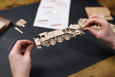 Ugears – Dampf - Express 2,5D - Puzzle Zugmodell | 3D Holzpuzzle - Lama Welt