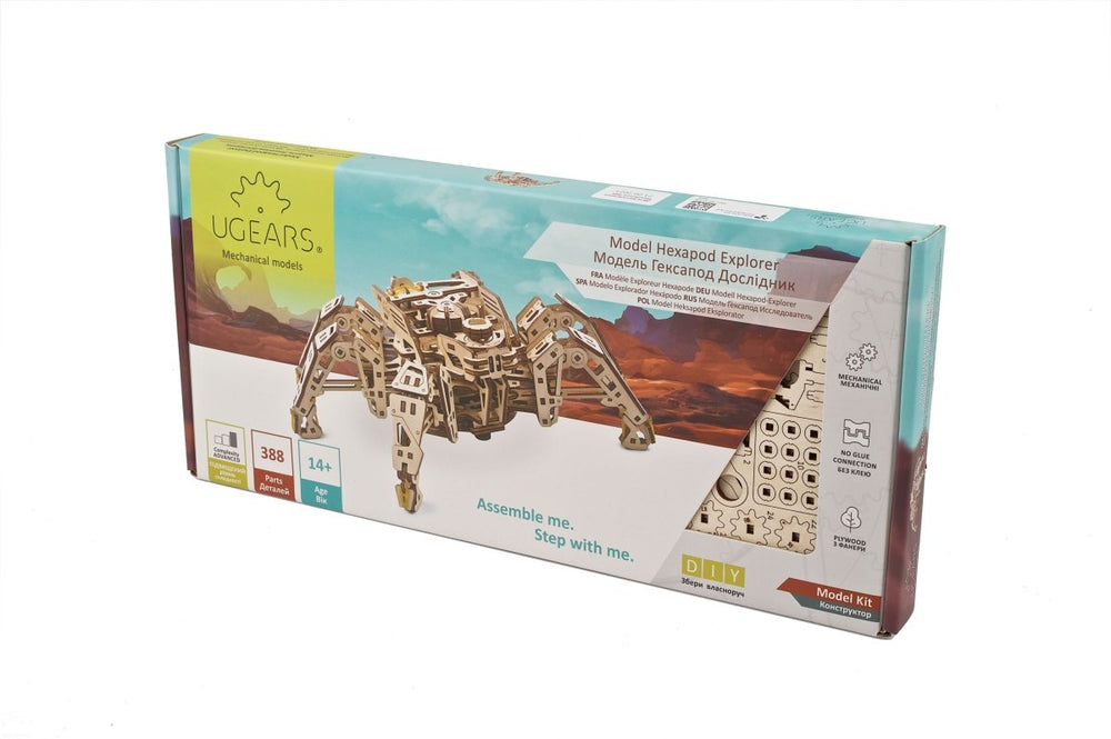 Ugears – Hexapod - Explorer Laufroboter | 3D Holzpuzzle - Lama Welt