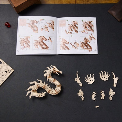 Ugears – Holzdrache Diy - Drachenfigur | 3D Holzpuzzle - Lama Welt