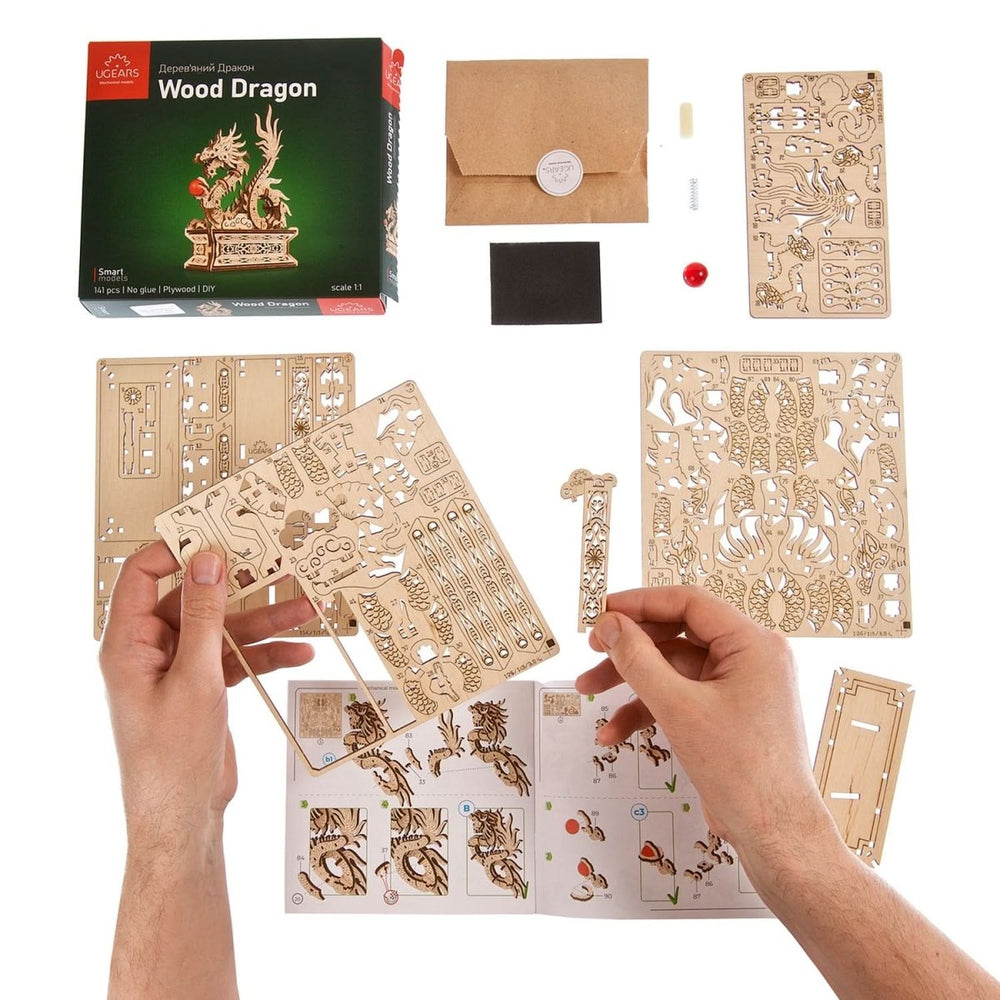 Ugears – Holzdrache Diy - Drachenfigur | 3D Holzpuzzle - Lama Welt