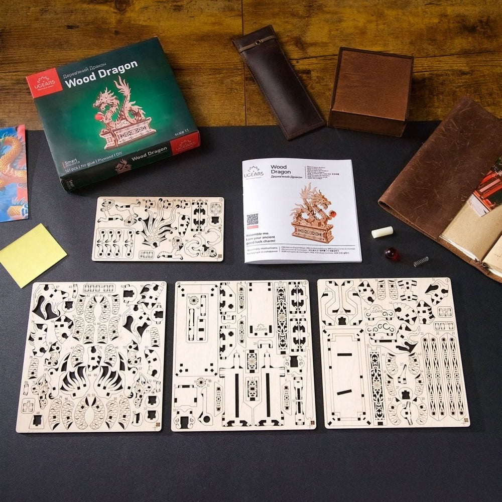 Ugears – Holzdrache Diy - Drachenfigur | 3D Holzpuzzle - Lama Welt