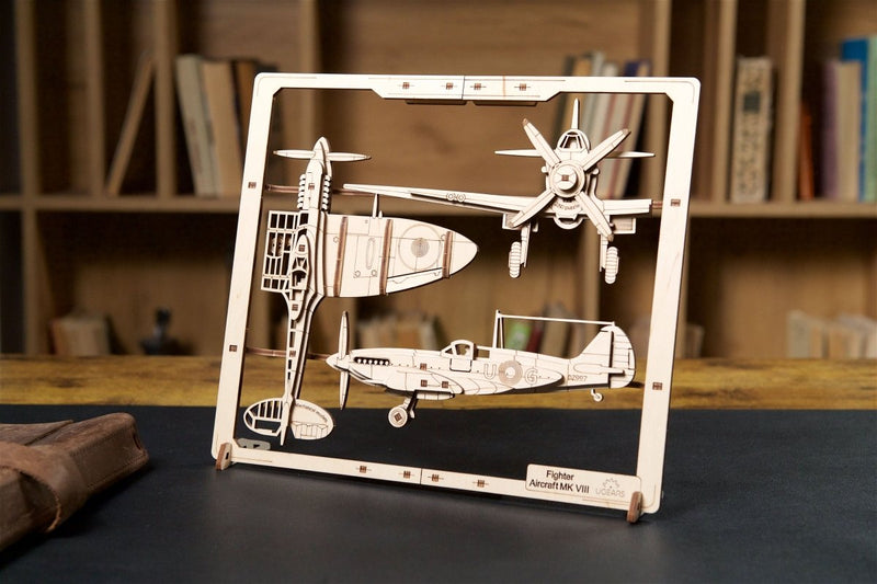 Ugears – Kampfflieger 2,5D Puzzle Jagdflugzeug | 3D Holzpuzzle - Lama Welt