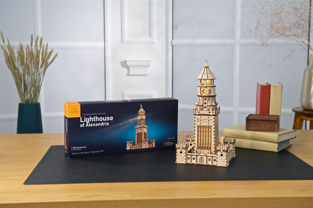 Ugears – Leuchtturm Von Alexandria Mit Led - Nachtlicht | 3D Holzpuzzle - Lama Welt