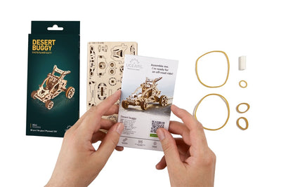 Ugears – Mechanischer Modellbausatz Desert - Buggy Wüstenfahrzeug | 3D Holzpuzzle - Lama Welt