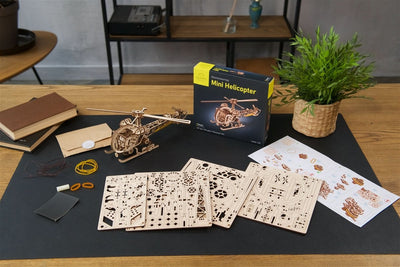 Ugears – Mini - Hubschrauber Diy - Helikopter | 3D Holzpuzzle - Lama Welt