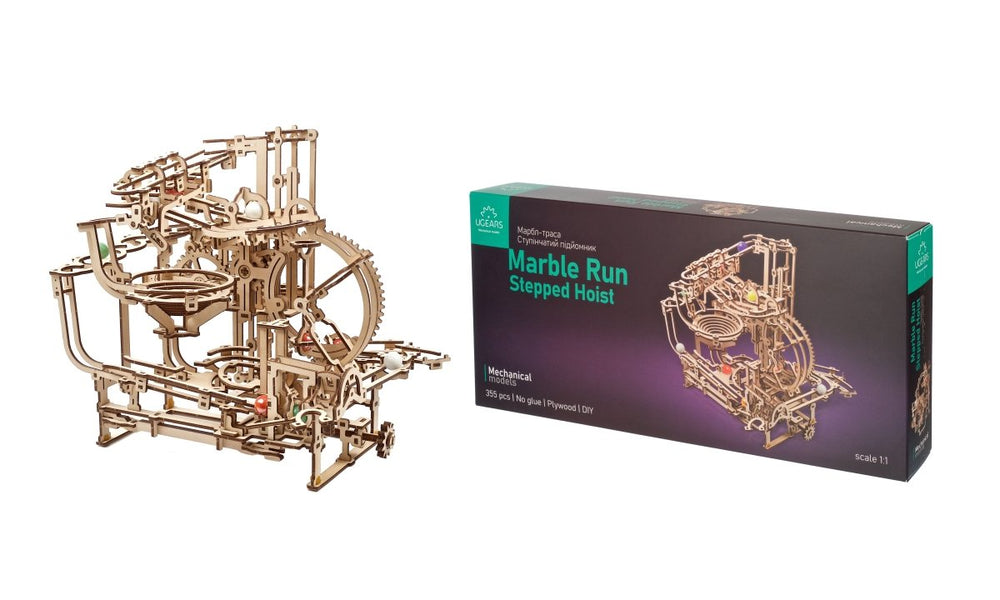 Ugears – Murmel - Stufenbahn Kugelbahn | 3D Holzpuzzle - Lama Welt