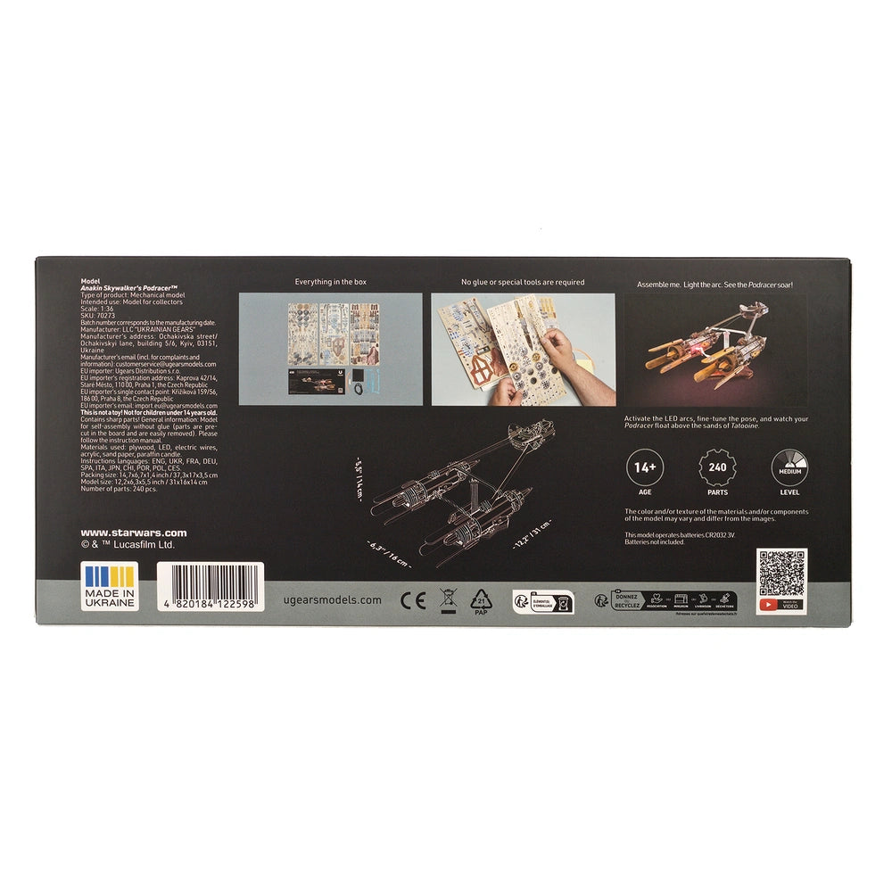 Ugears | Renn-Gleiter „Star Wars Anakin Skywalkers Podracer™“ | 3D Holzpuzzle