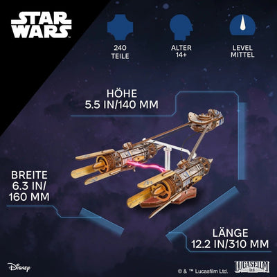 Ugears | Renn - Gleiter „Star Wars Anakin Skywalkers Podracer™“ | 3D Holzpuzzle - Lama Welt