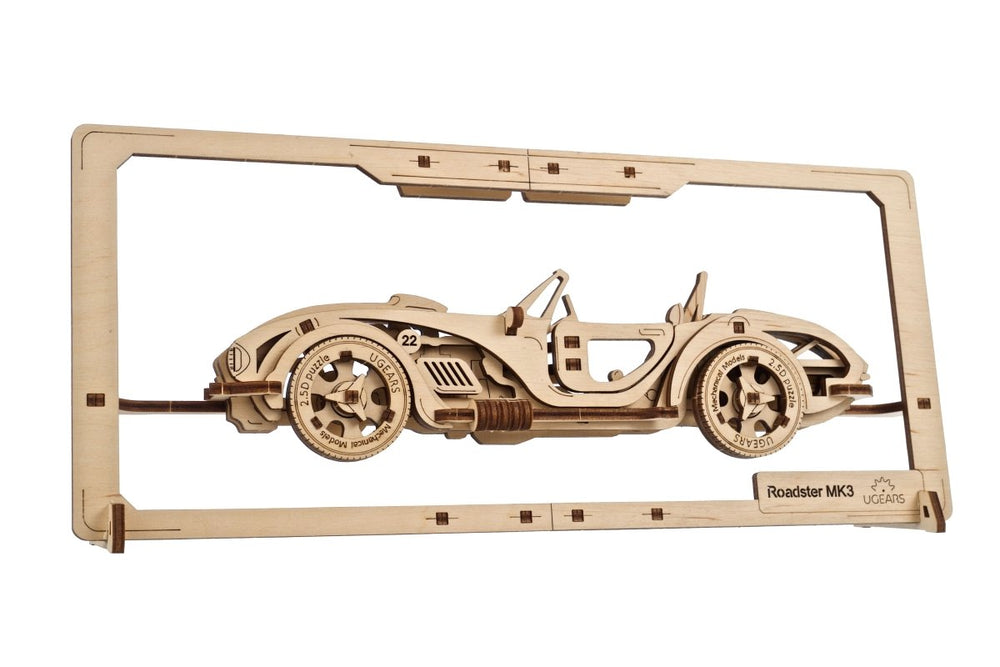 Ugears – Roadster Mk3 2,5D Fahrzeug - Modell | 3D Holzpuzzle - Lama Welt