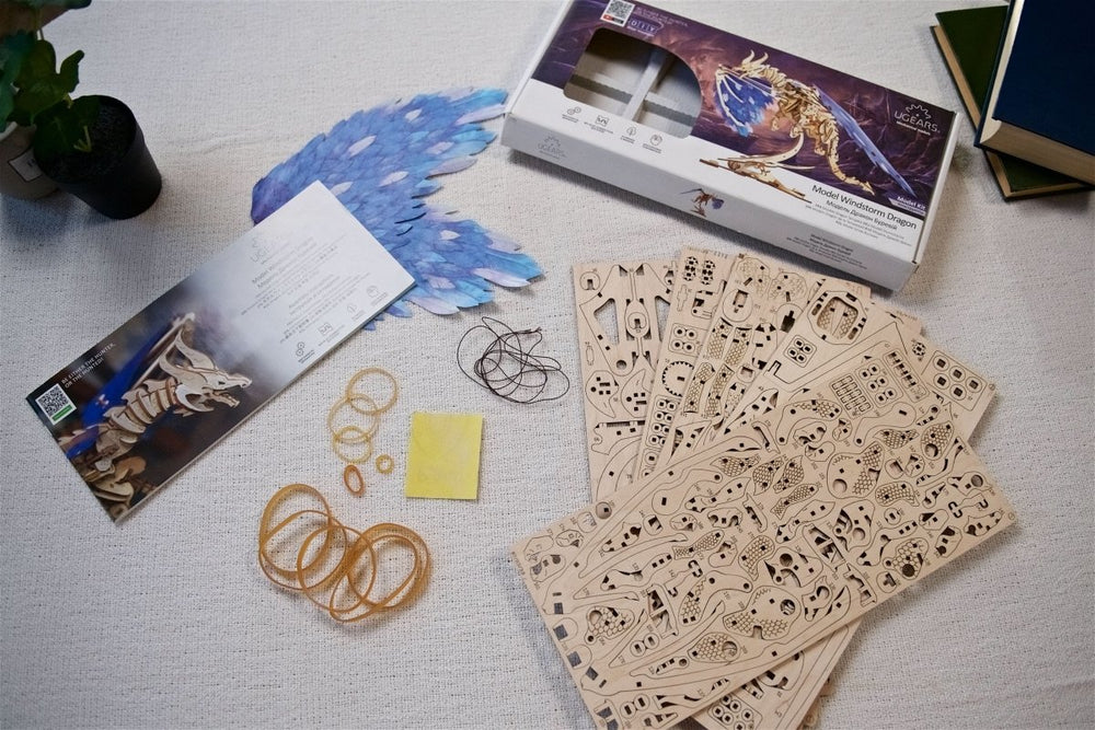 Ugears – Sturmdrache Himmelsdrache | 3D Holzpuzzle - Lama Welt