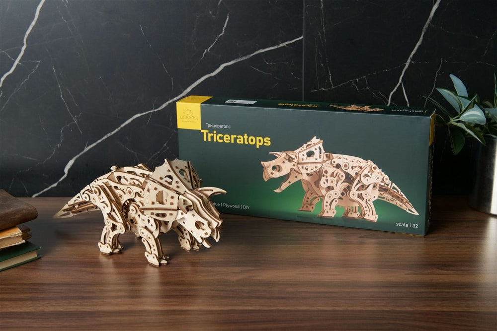 Ugears – Triceratops Dinosaurier | 3D Holzpuzzle - Lama Welt