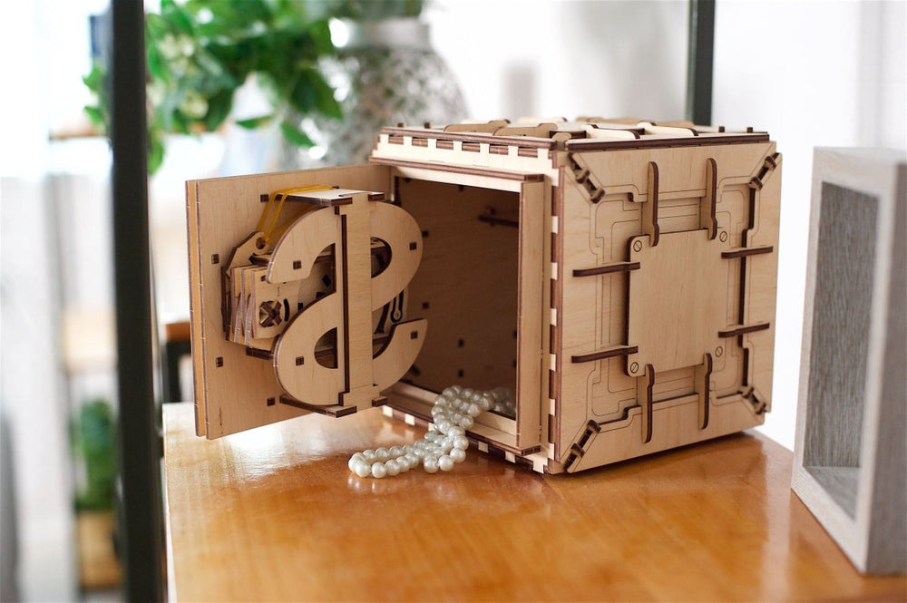 Ugears – Ugears 3D Puzzle Tresor Holz - Mechanisches Geschenk | 3D Holzpuzzle - Lama Welt