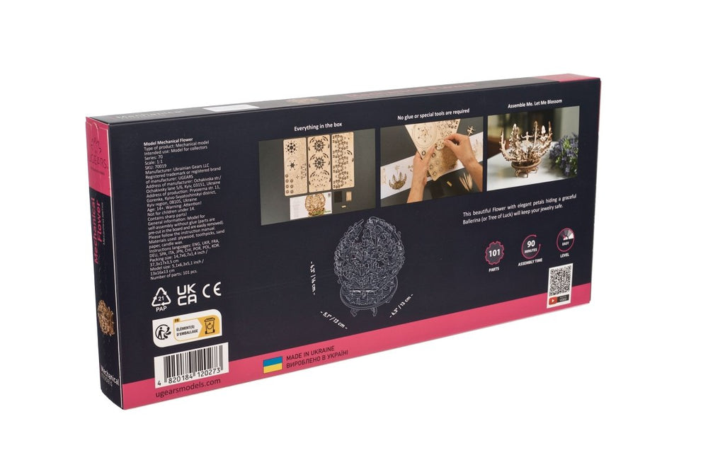 Ugears – Ugears Mechanische Blume Bausatz – 3D Holzmodell Bausatz | 3D Holzpuzzle - Lama Welt