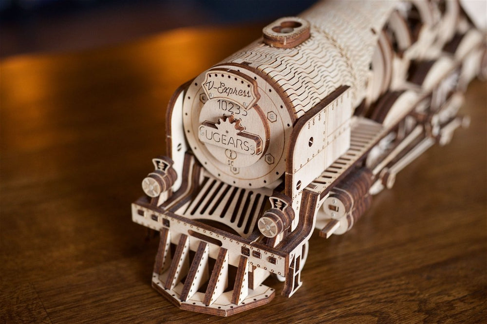 Ugears – V - Express Dampflokomotive Mit Tender Wagen | 3D Holzpuzzle - Lama Welt