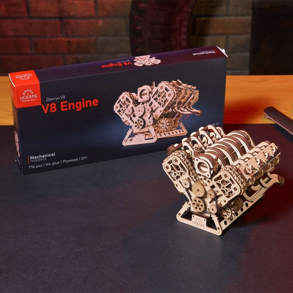 Ugears – V8 - Motor Triebwerk | 3D Holzpuzzle - Lama Welt