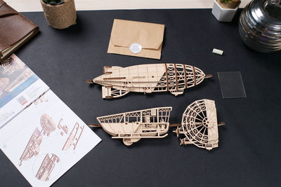Ugears – Zeppelin 2,5D Puzzle Luftschiff Modell | 3D Holzpuzzle - Lama Welt