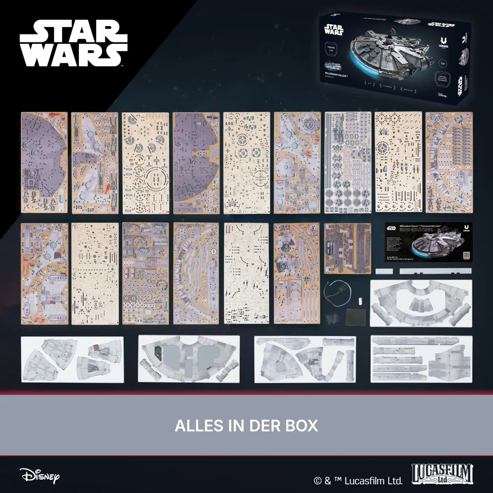 Ugears | Raumgleiter „Star Wars Millennium Falke™“ | 3D Holzpuzzle