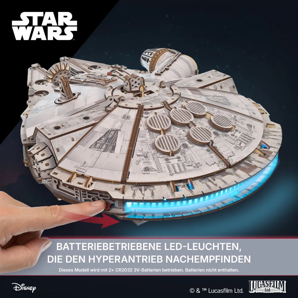 Ugears | Raumgleiter „Star Wars Millennium Falke™“ | 3D Holzpuzzle